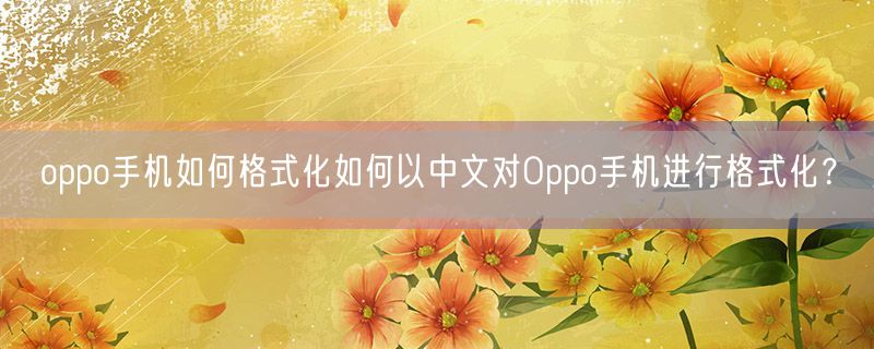 <strong>oppo手机如何格式化如何以中文对Oppo手机进行格式化？</strong>