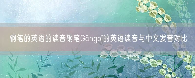 钢笔的英语的读音钢笔Gāngbǐ的英语读音与中文发音对比