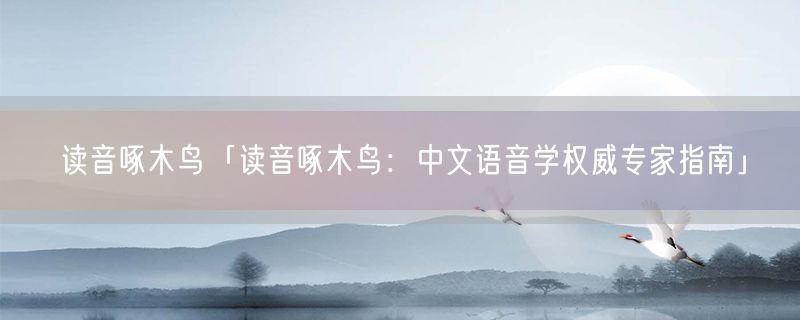 读音啄木鸟「读音啄木鸟：中文语音学权威专家指南」