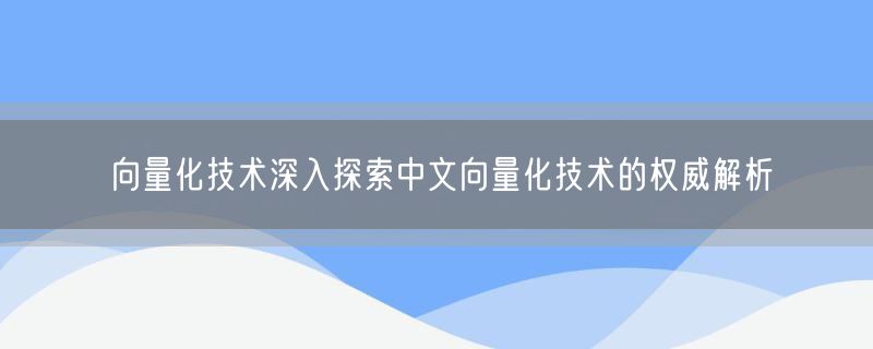 向量化技术深入探索中文向量化技术的权威解析